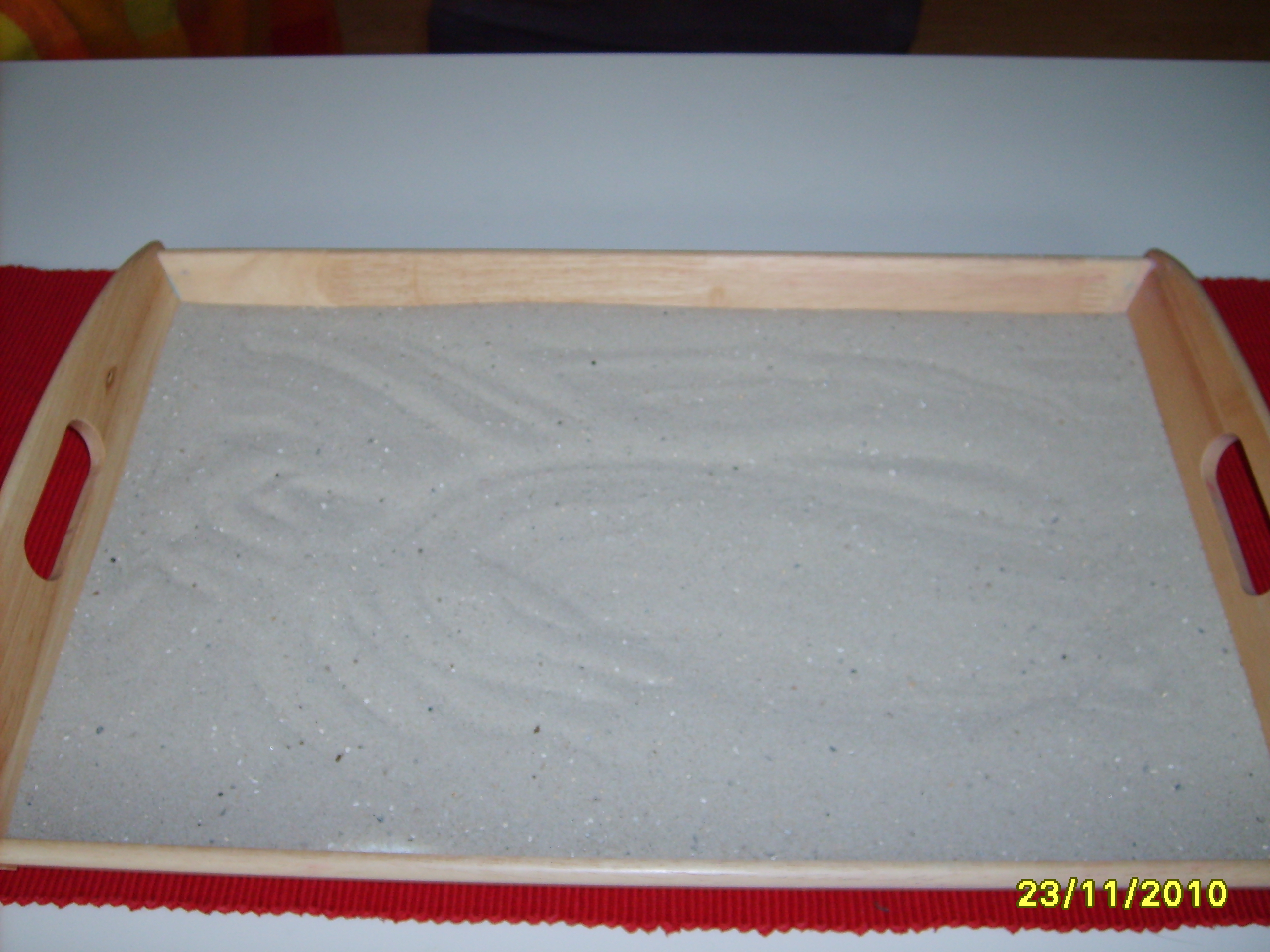 Montessori Brief Bildung Sand Tablett mit Holz Stift Kinder Pädagogisches 